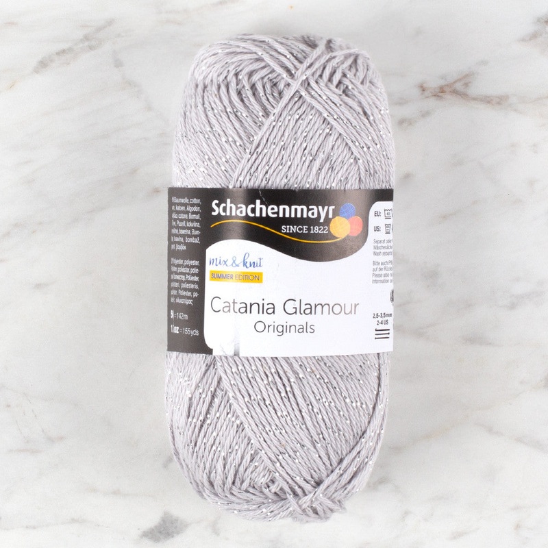 Schachenmayr Catania Glamour 50g Sparkly Yarn, Grey – 190