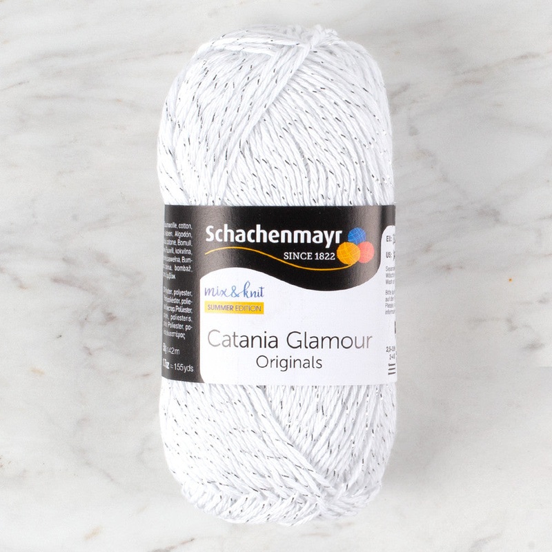 Schachenmayr Catania Glamour 50g Sparkly Yarn, White – 00101