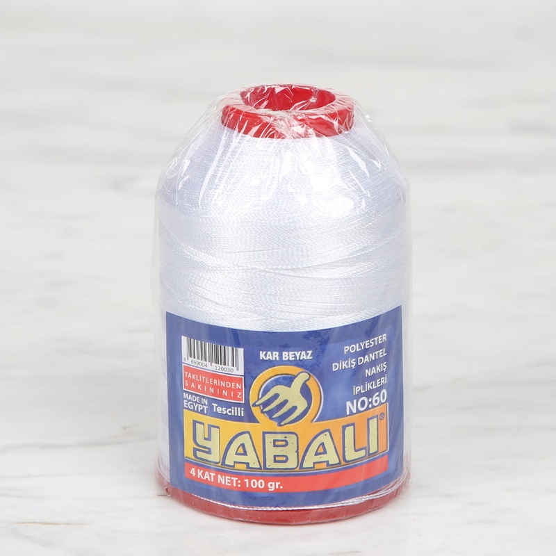 Yabal 100 gr No:60 Polyester Yarn,  Snow White
