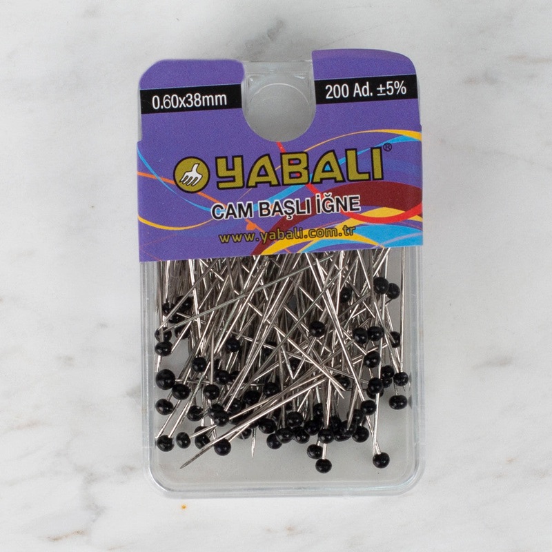 Yabal Glass Head Pins, Black – YBL – 362
