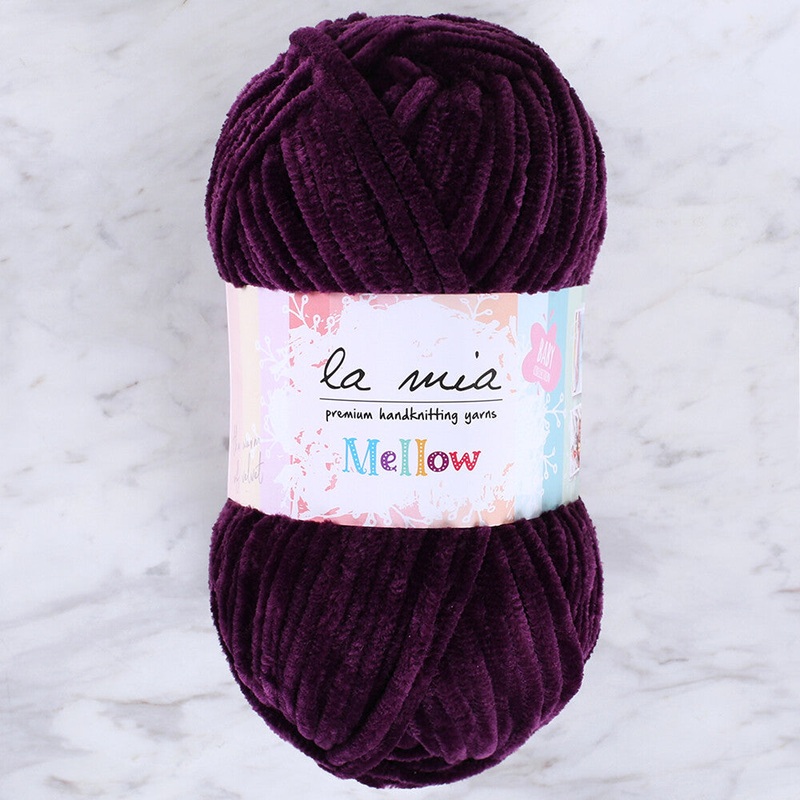La Mia Mellow Chenille Yarn, Aubergine Purple – 915