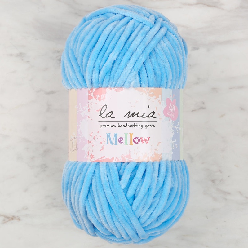 La Mia Mellow Chenille Yarn, Baby Blue – 907