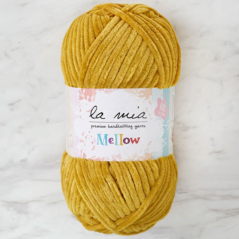 La Mia Mellow Chenille Yarn, Dark Yellow – 916