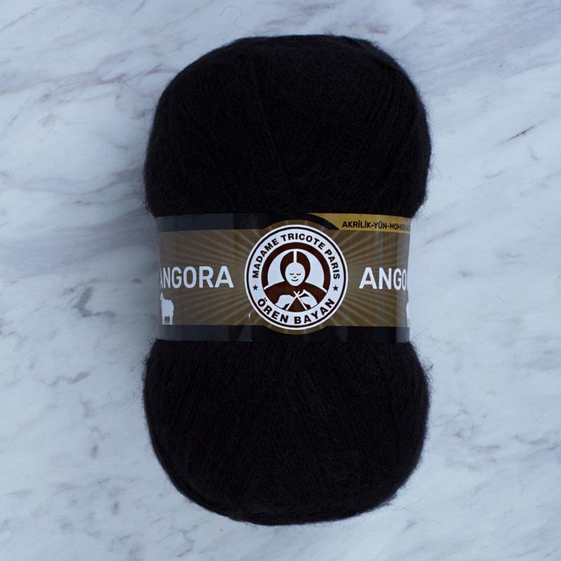 Madame Tricote Paris Angora Knitting Yarn, Black – 999