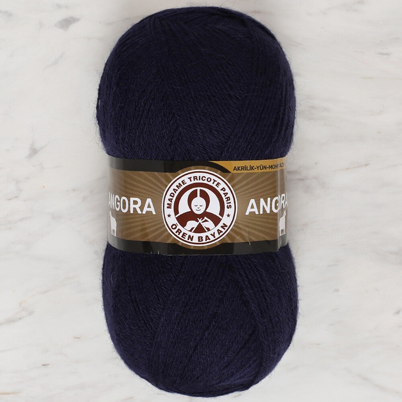 Madame Tricote Paris Angora Knitting Yarn, Navy Blue – 019