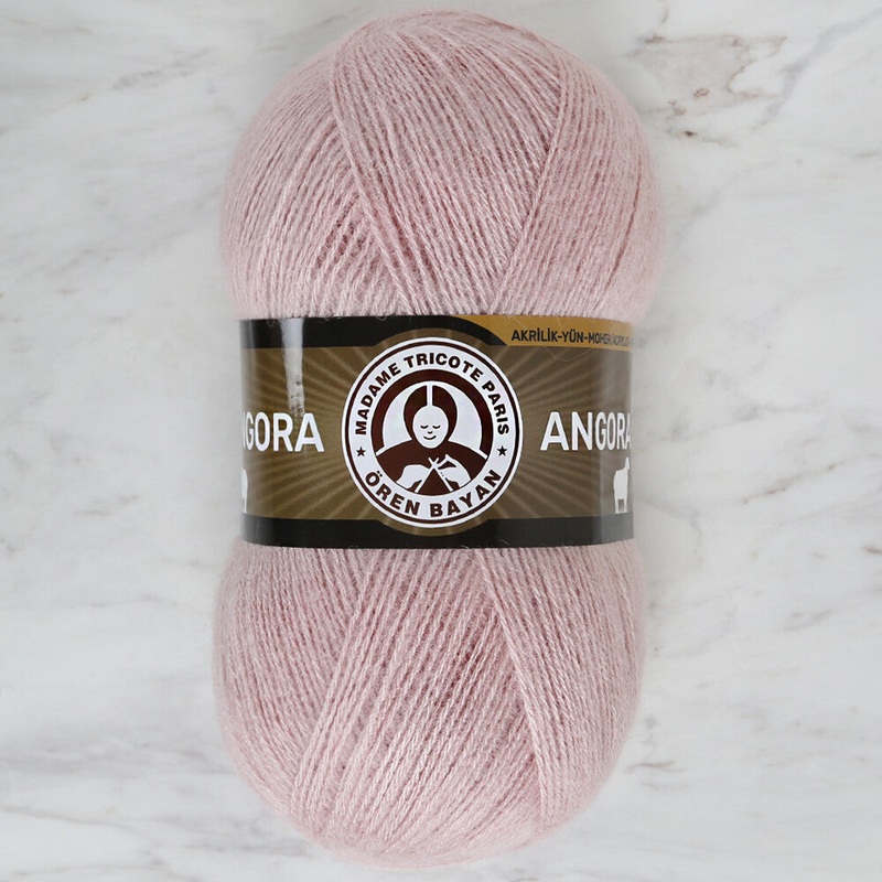 Madame Tricote Paris Angora Knitting Yarn, Powder Pink -124