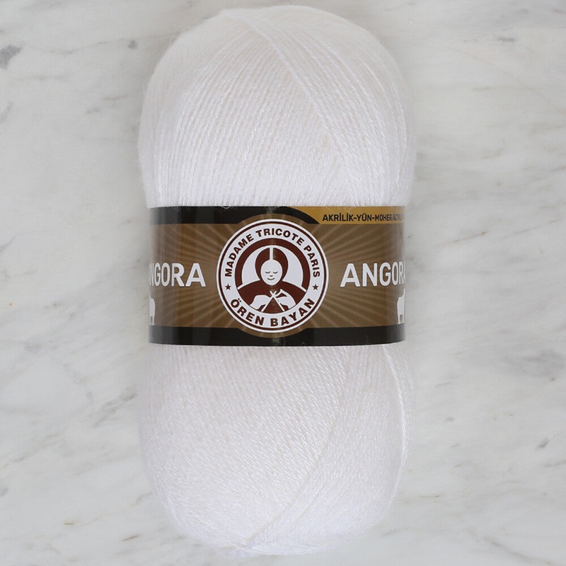 Madame Tricote Paris Angora Knitting Yarn, White – 100