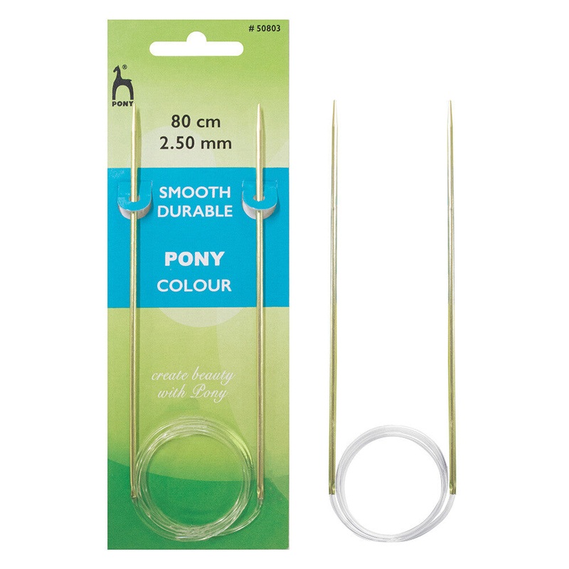 Pony Colour 2.50 mm 80 cm Circular Knitting Needles, Light Green – 50803