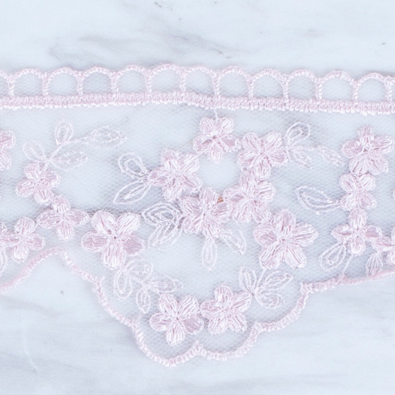 nel Lace Ribbon, 5 cm, Light Pink, Flower Patterned – 3406
