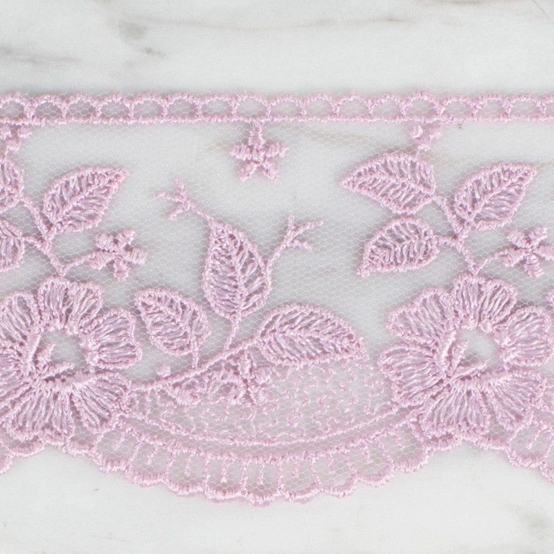 nel Lace Ribbon, 5 cm, Lilac, Flower Patterned – 60