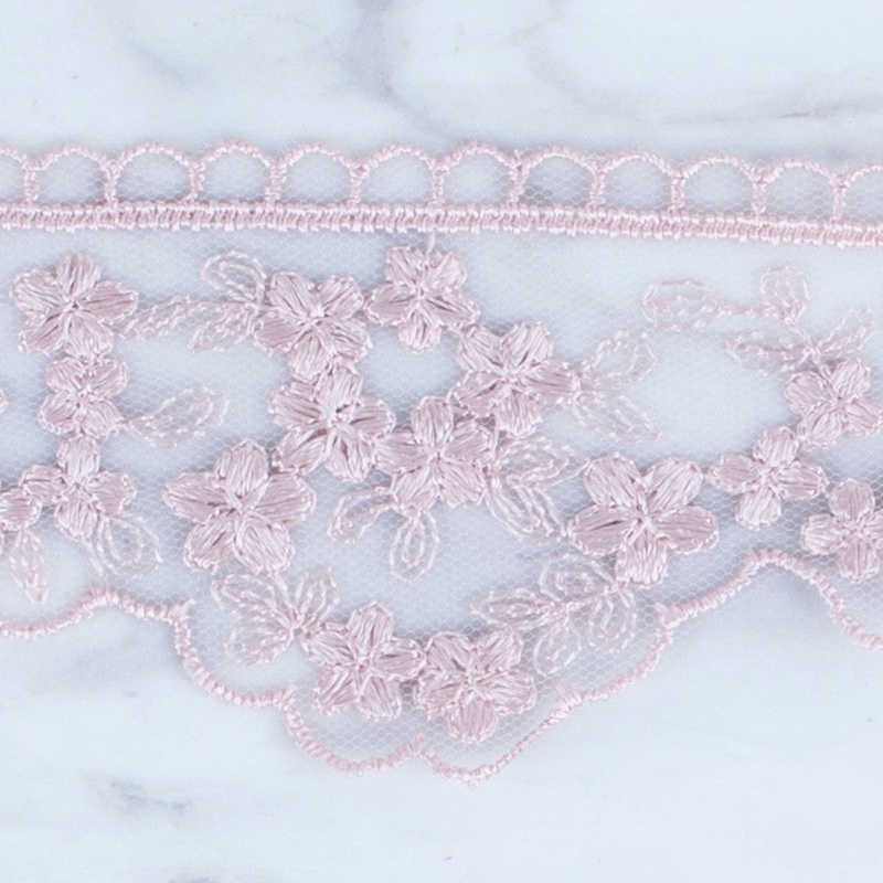 nel Lace Ribbon, 5 cm, Powder Pink, Flower Patterned – 3406