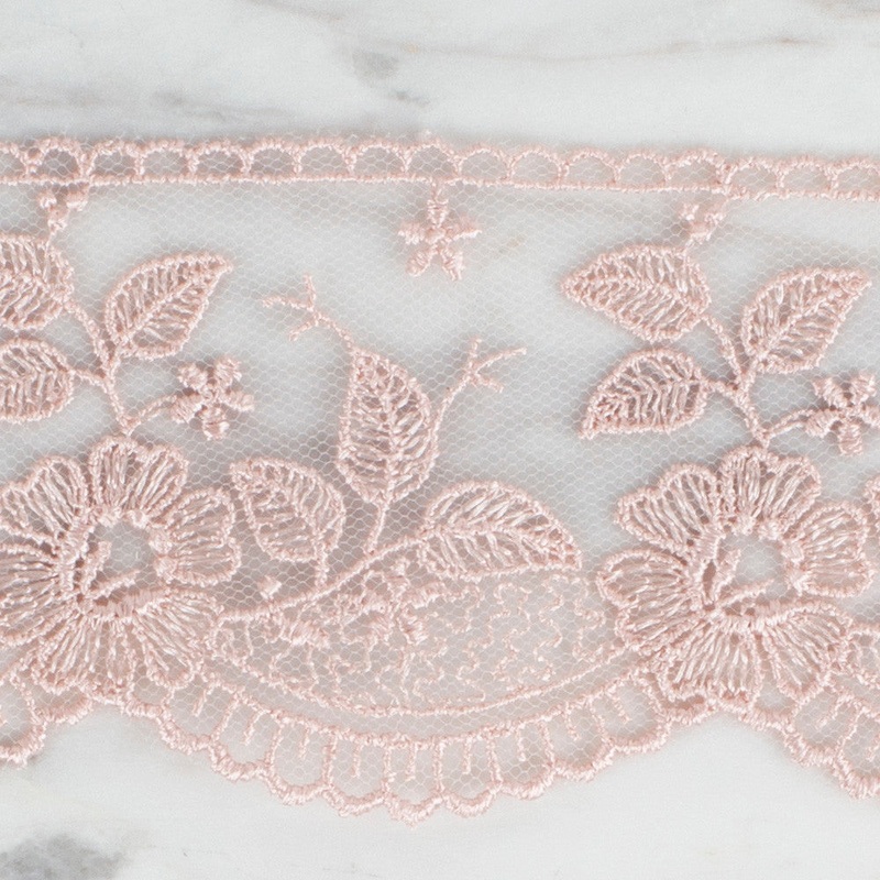 nel Lace Ribbon, 5 cm, Powder Pink, Flower Patterned – 60