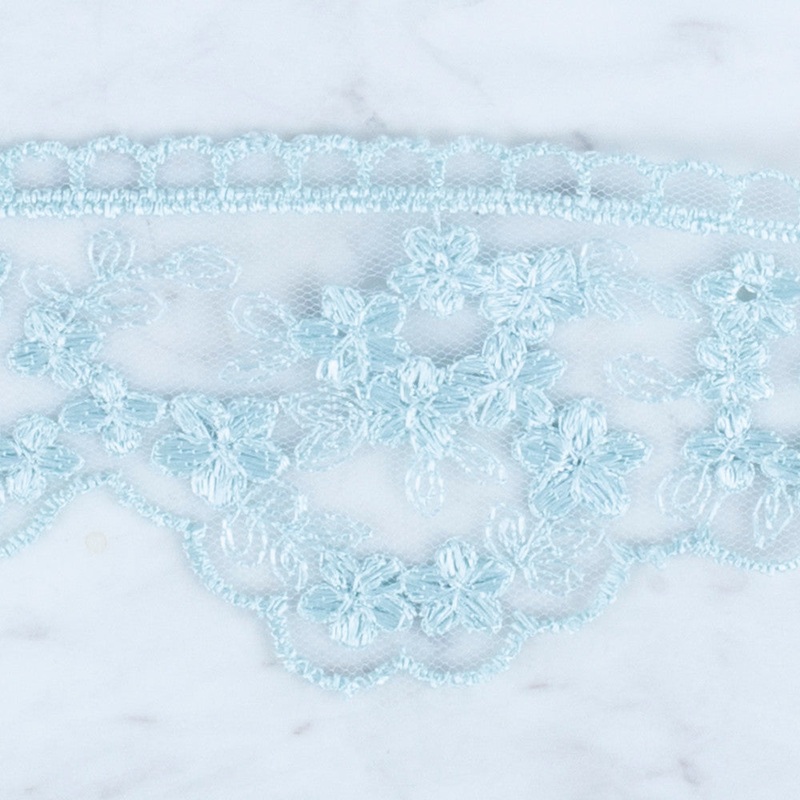 nel Lace Ribbon, 5 cm, Sea Green, Flower Patterned – 3406