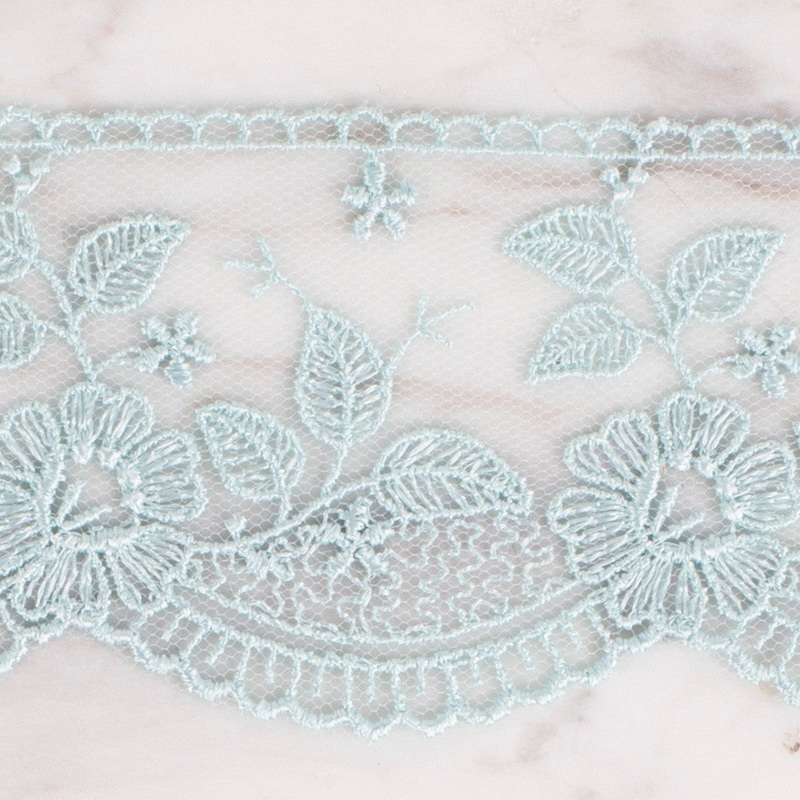 nel Lace Ribbon, 5 cm, Sea Green, Flower Patterned – 60
