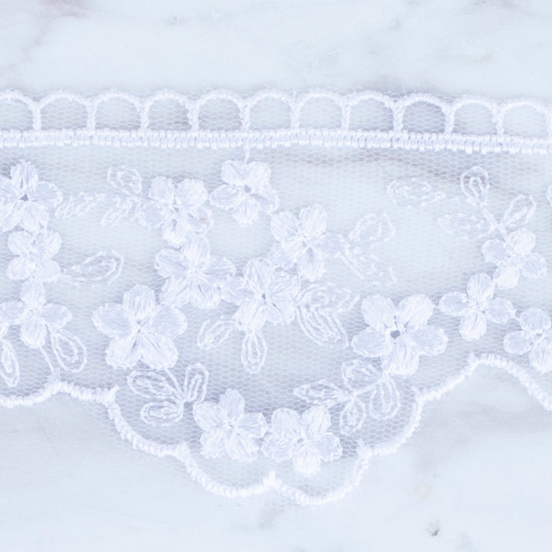 nel Lace Ribbon, 5 cm, White, Flower Patterned – 3406