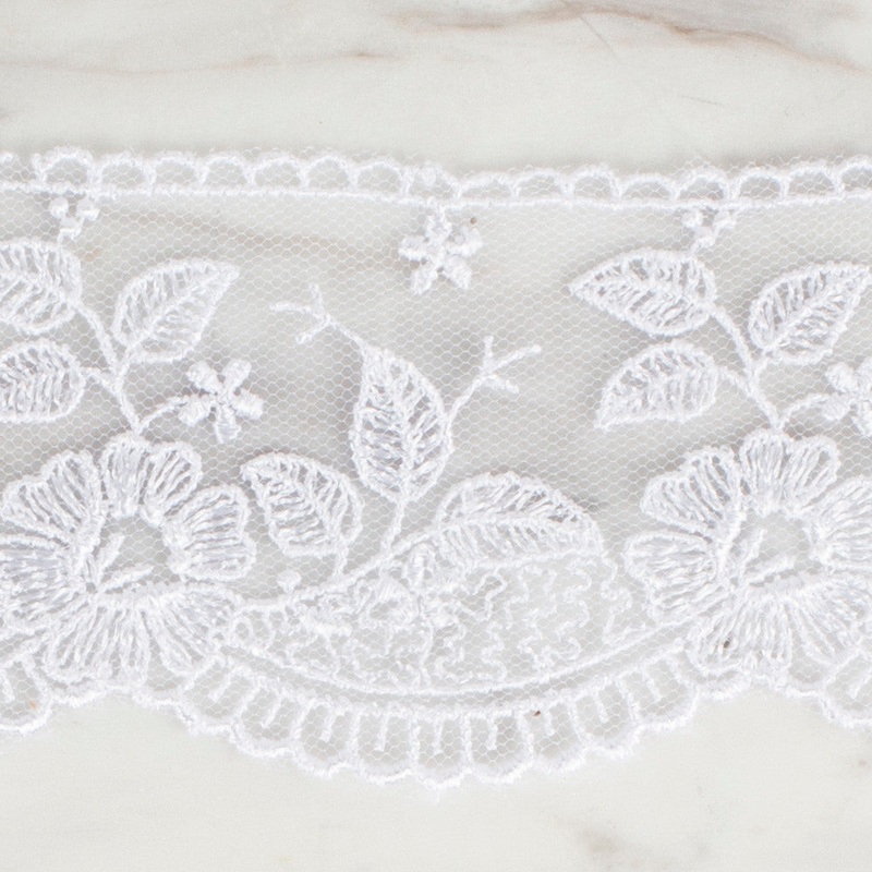 nel Lace Ribbon, 5 cm, White, Flower Patterned – 60