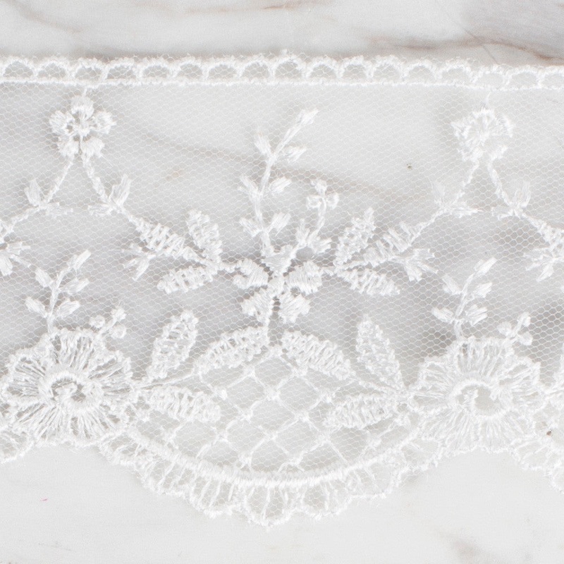 nel Lace Ribbon, 6 cm, Ecru, Flower Patterned – 61
