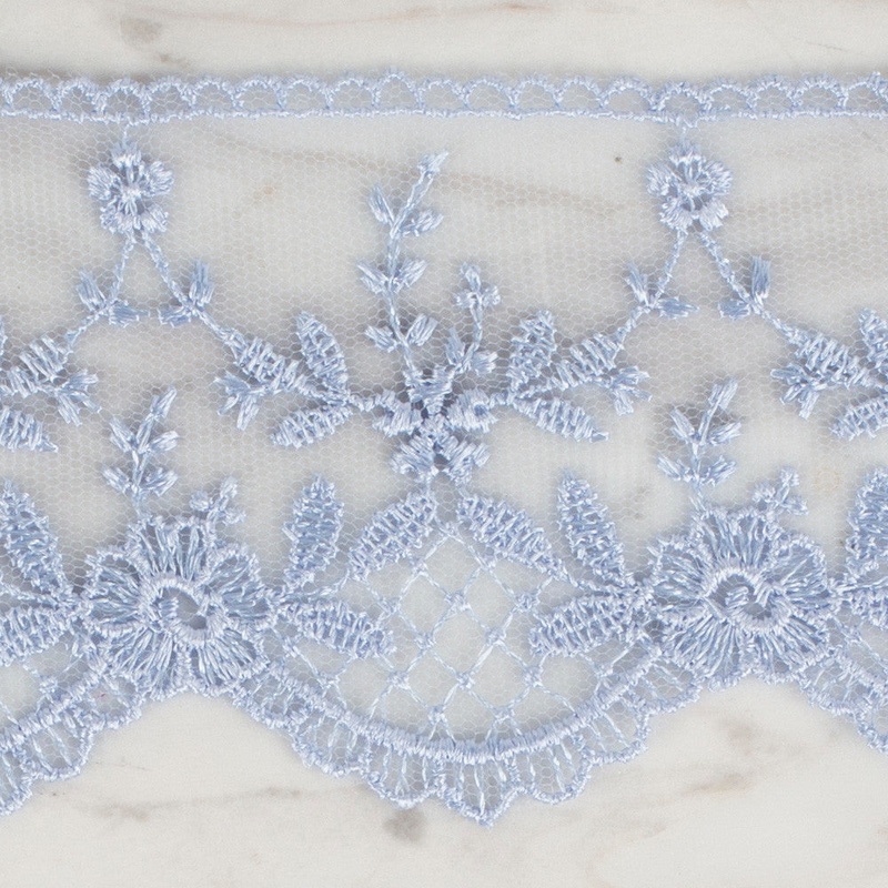 nel Lace Ribbon, 6 cm, Light Blue, Flower Patterned – 61