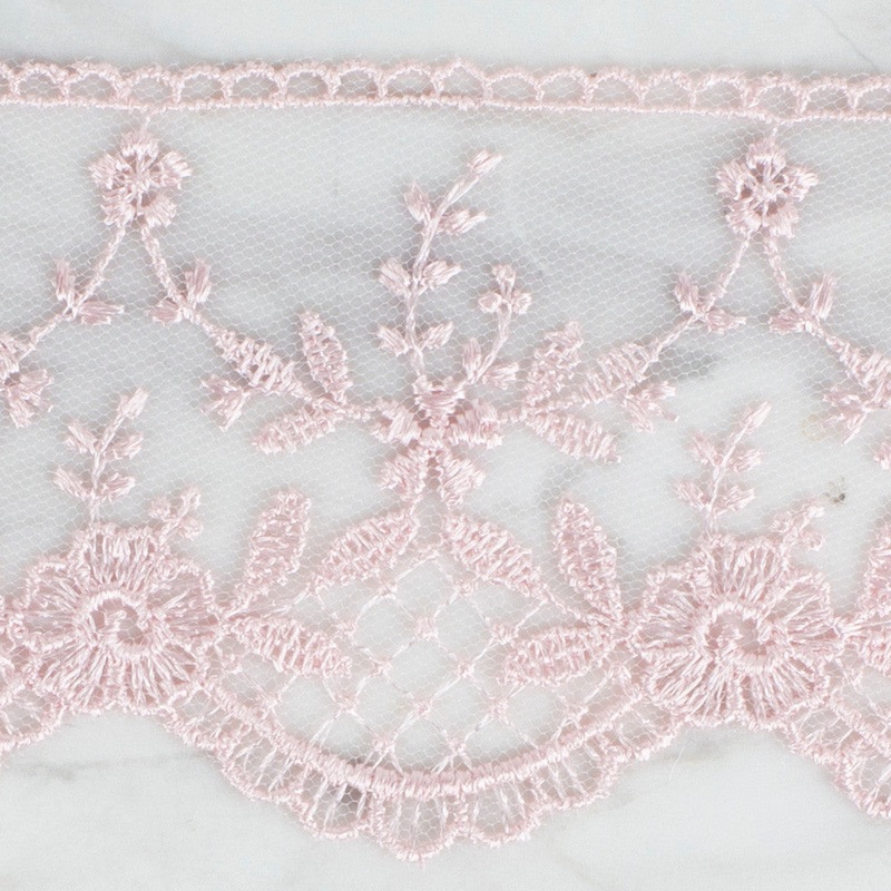 nel Lace Ribbon, 6 cm, Light Pink, Flower Patterned – 61