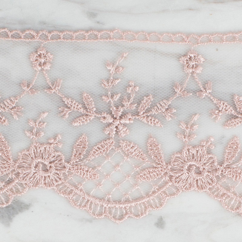 nel Lace Ribbon, 6 cm, Powder Pink, Flower Patterned – 61