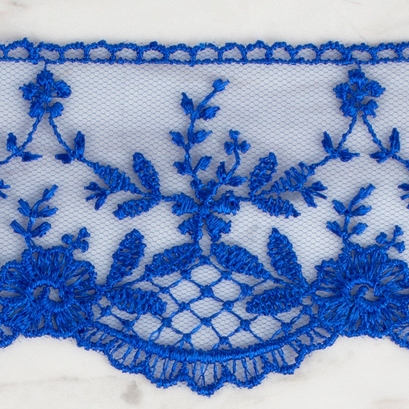 nel Lace Ribbon, 6 cm, Saxe, Flower Patterned – 61