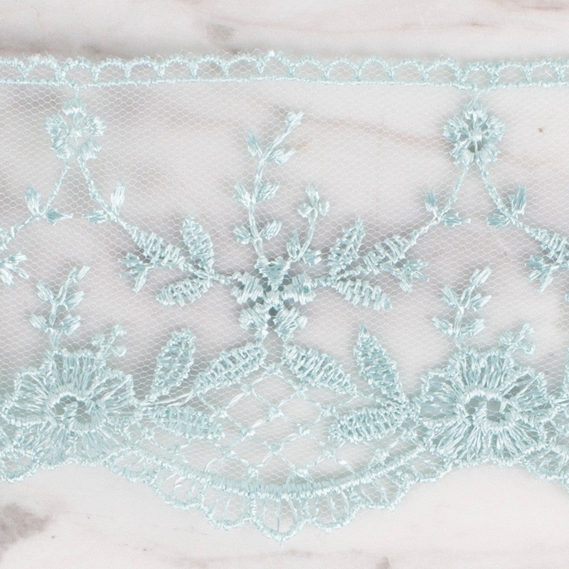 nel Lace Ribbon, 6 cm, Sea Green, Flower Patterned – 61