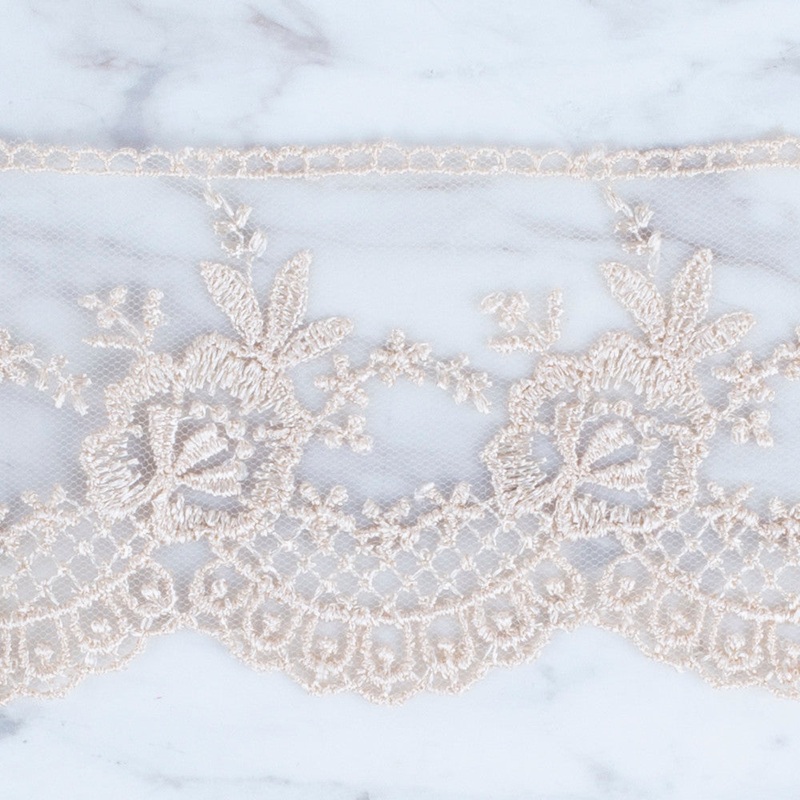 nel Lace Ribbon, 7 cm, Beige, Flower Patterned – 67