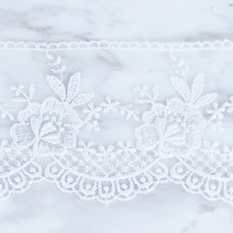 nel Lace Ribbon, 7 cm, Ecru, Flower Patterned – 67