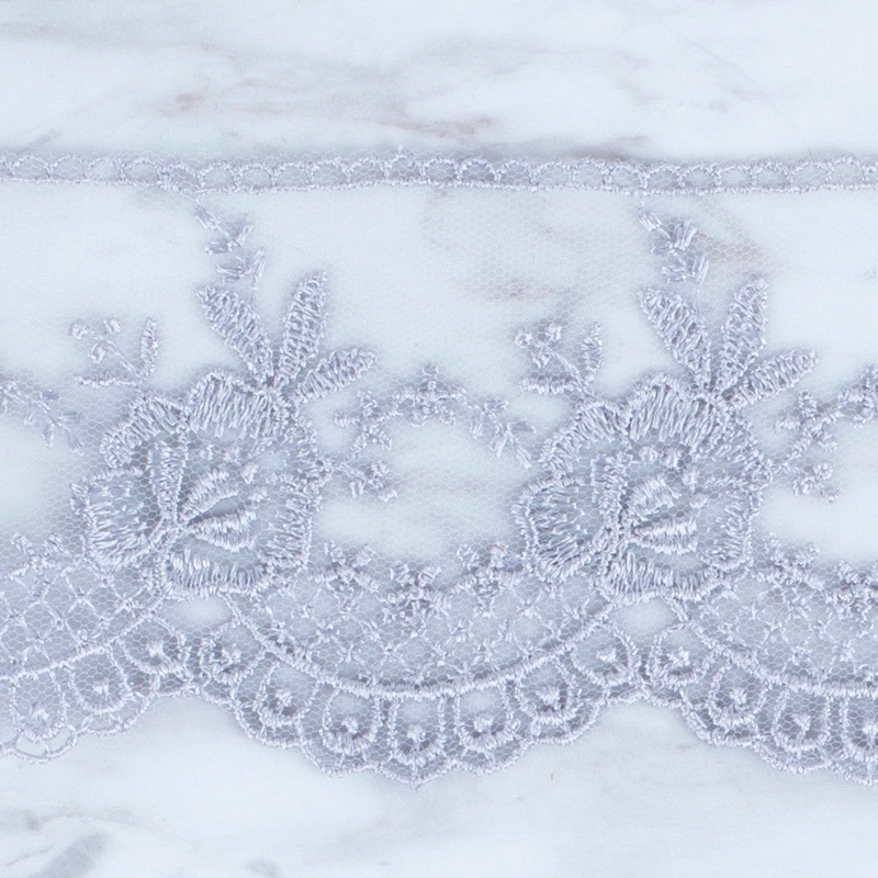 nel Lace Ribbon, 7 cm, Grey, Flower Patterned – 67