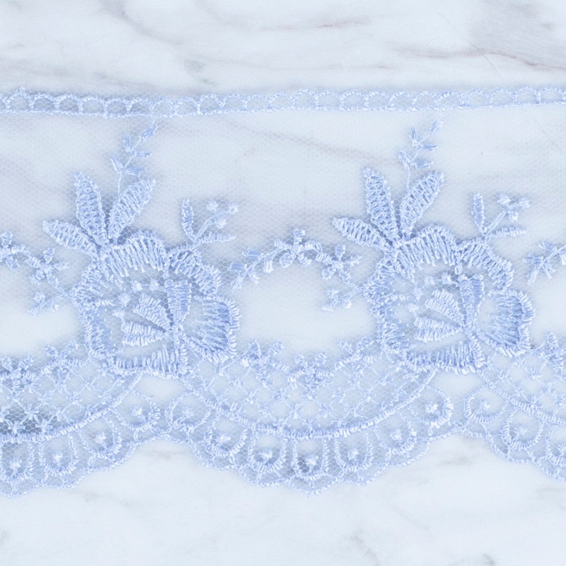nel Lace Ribbon, 7 cm, Light Blue, Flower Patterned – 67