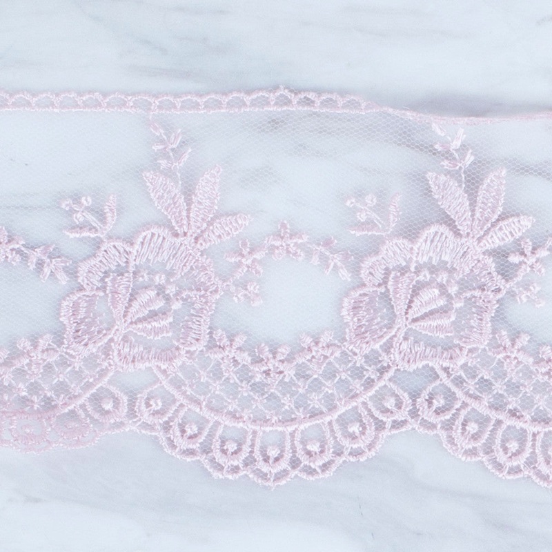 nel Lace Ribbon, 7 cm, Light Pink, Flower Patterned – 67