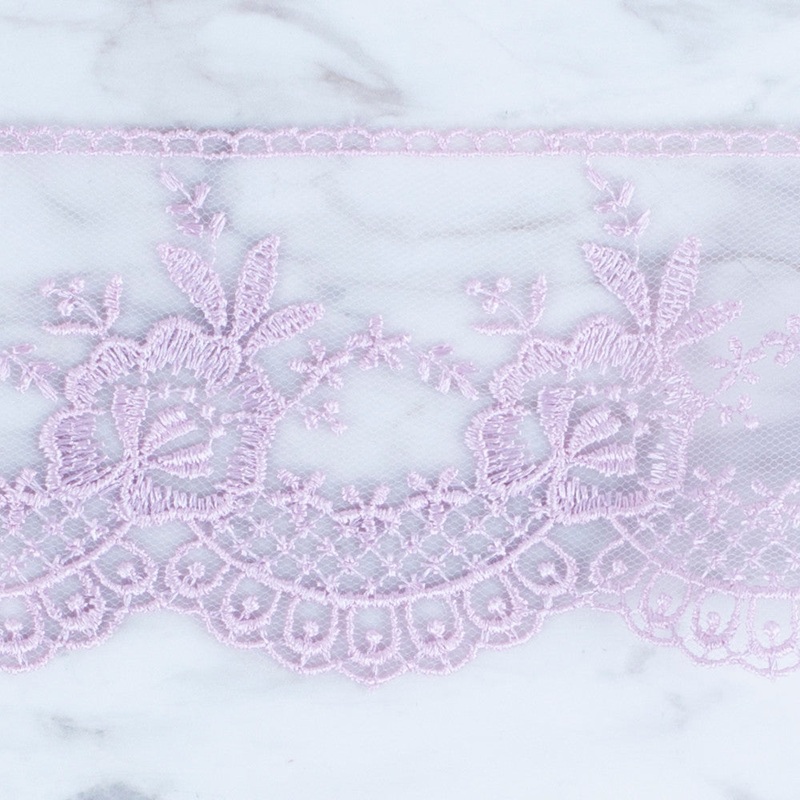 nel Lace Ribbon, 7 cm, Lilac, Flower Patterned – 67