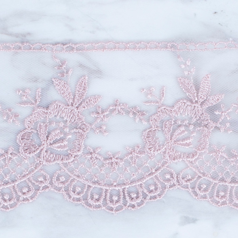 nel Lace Ribbon, 7 cm, Powder Pink, Flower Patterned – 67