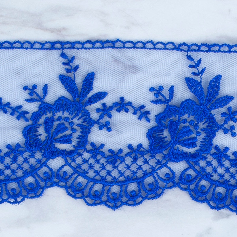 nel Lace Ribbon, 7 cm, Saxe, Flower Patterned – 67