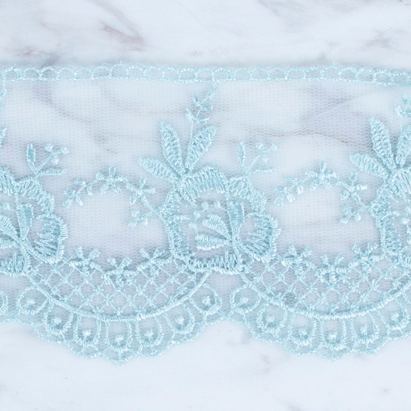nel Lace Ribbon, 7 cm, Sea Green, Flower Patterned – 67