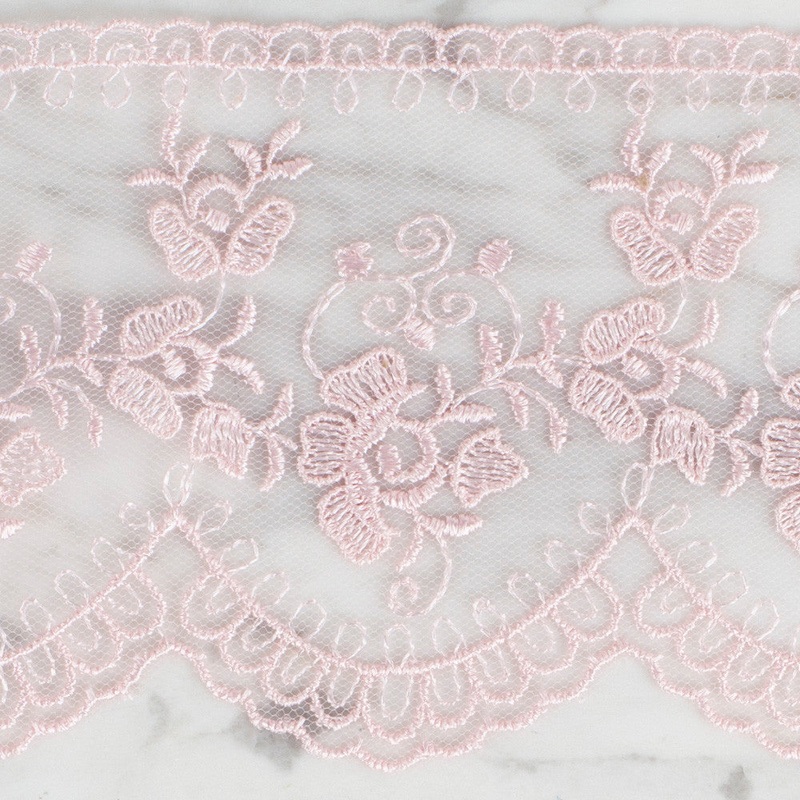 nel Lace Ribbon, 9 cm, Light Pink, Flower Patterned – 672
