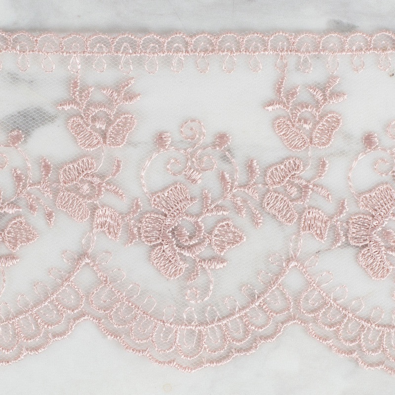 nel Lace Ribbon, 9 cm, Powder Pink, Flower Patterned – 672