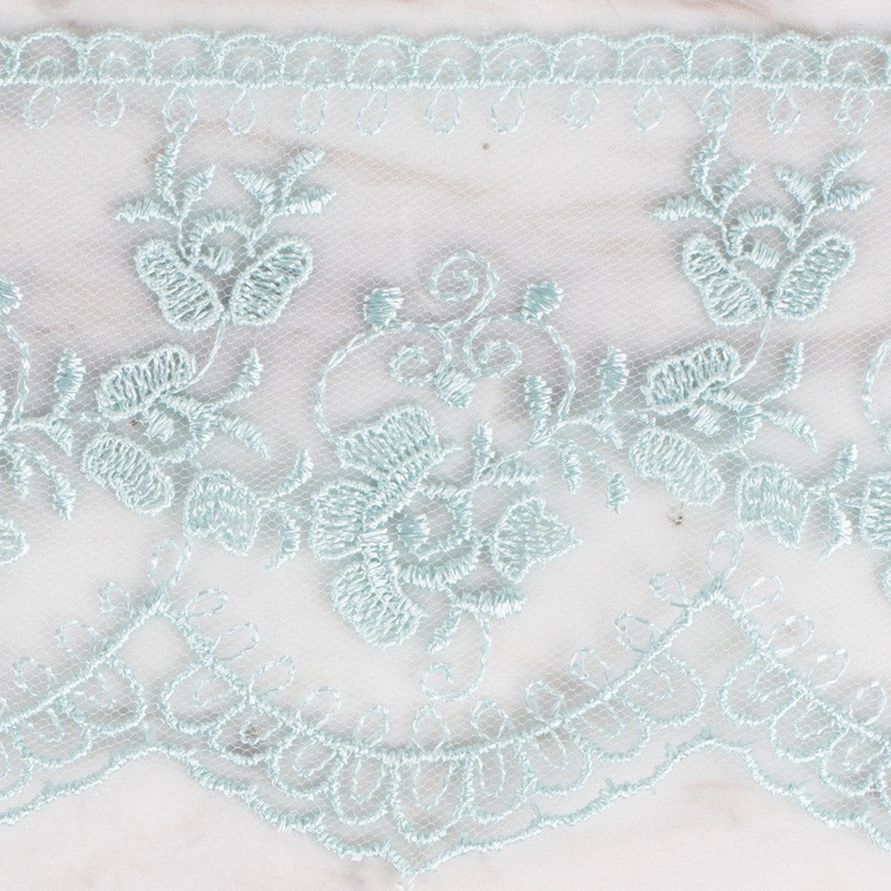 nel Lace Ribbon, 9 cm, Sea Green, Flower Patterned – 672