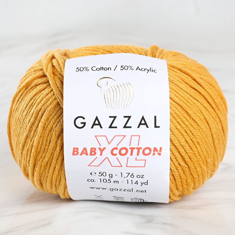 Gazzal Baby Cotton XL Baby Yarn, Mustard Yellow – 3447