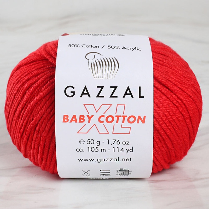 Gazzal Baby Cotton XL Baby Yarn, Red – 3443XL