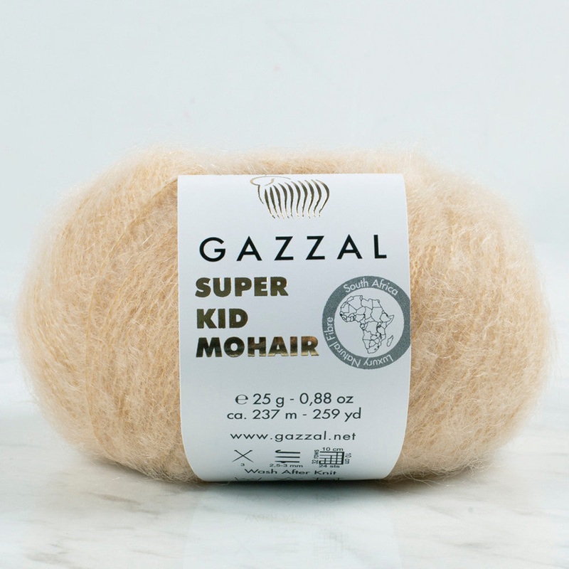 Gazzal Super Kid Mohair 25 Gr Knitting Yarn, Beige – 64404
