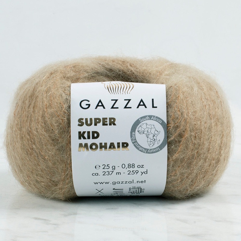 Gazzal Super Kid Mohair 25 Gr Knitting Yarn, Brown – 64406