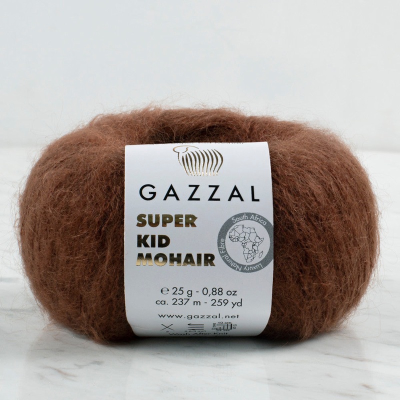 Gazzal Super Kid Mohair  25 Gr Knitting Yarn, Dark Brown – 64400