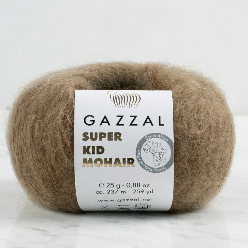 Gazzal Super Kid Mohair 25 Gr Knitting Yarn, Dark Brown – 64403
