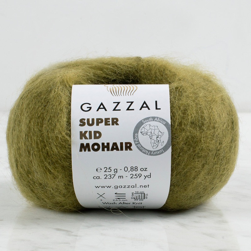 Gazzal Super Kid Mohair 25 Gr Knitting Yarn, Green – 64402