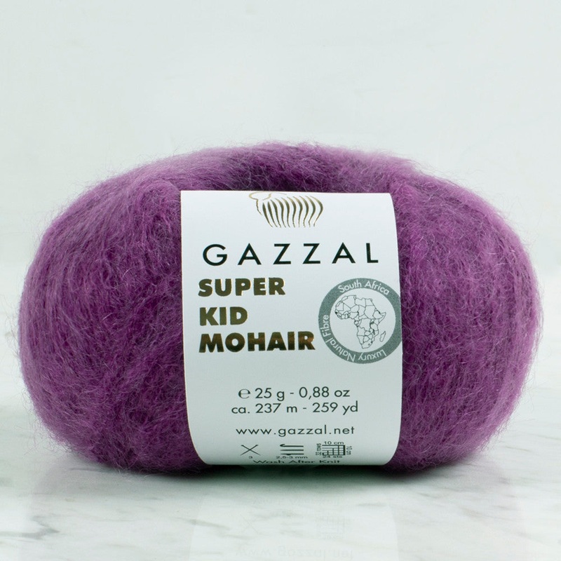 Gazzal Super Kid Mohair  25 Gr Knitting Yarn, Purple – 64410