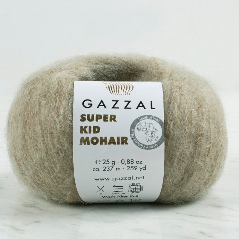 Gazzal Super Kid Mohair  25 Gr Knitting Yarn, Stone – 64407
