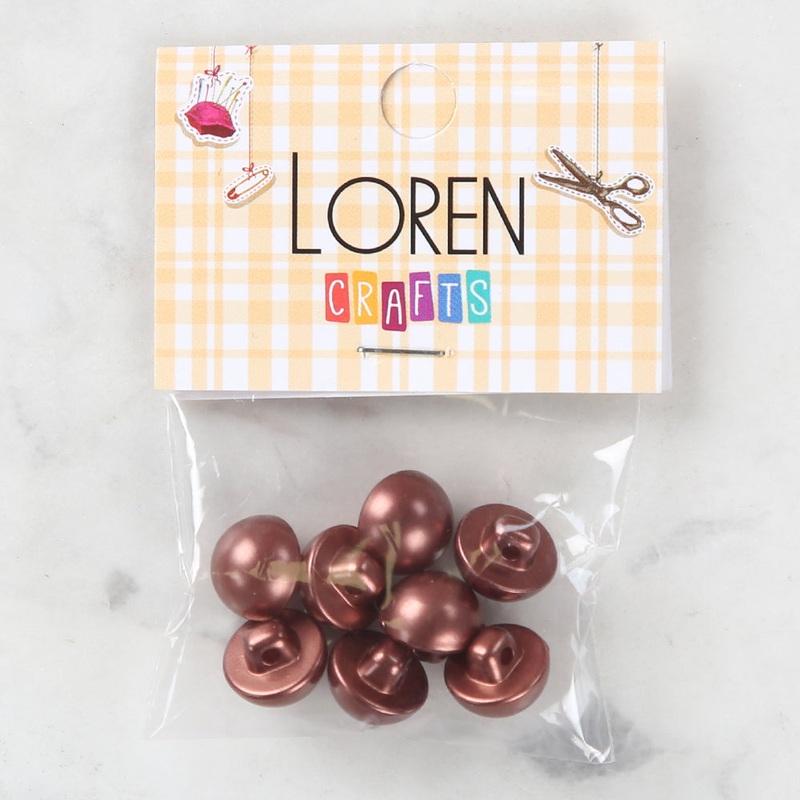 Loren Crafts 8 Pack Button, Brown – 143