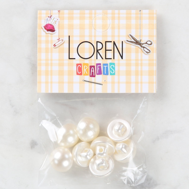 Loren Crafts 8 Pack Button, Cream – 153