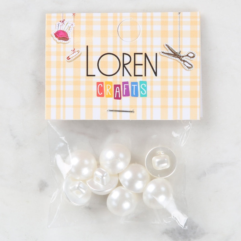 Loren Crafts 8 Pack Button, Ecru – 155
